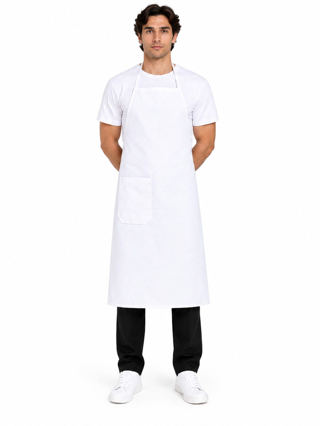 Grembiule a Pettorina Lungo 100% Cotone con Tasca Laterale